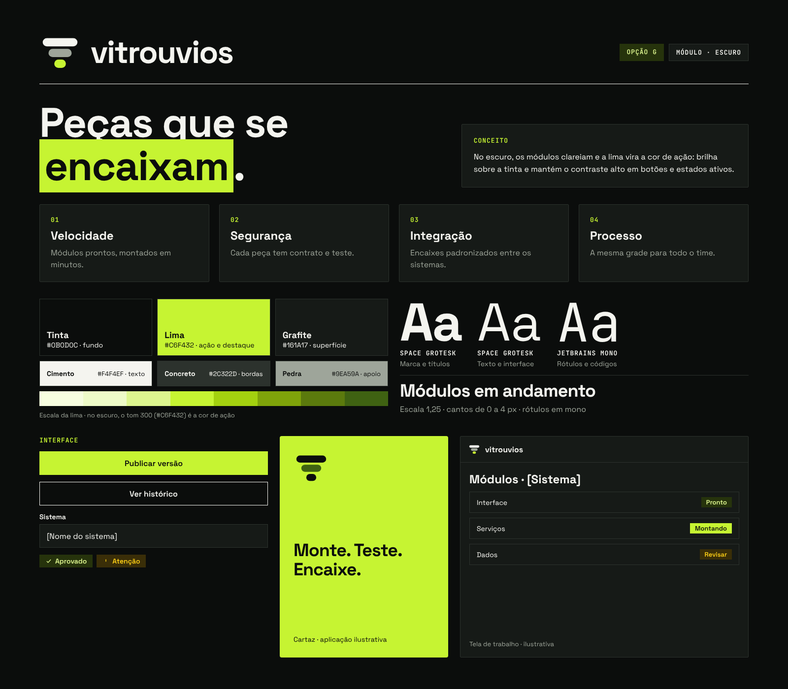Opção Módulo, versão escura