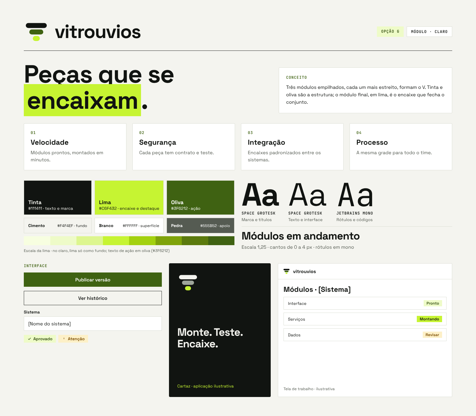 Opção Módulo, versão clara