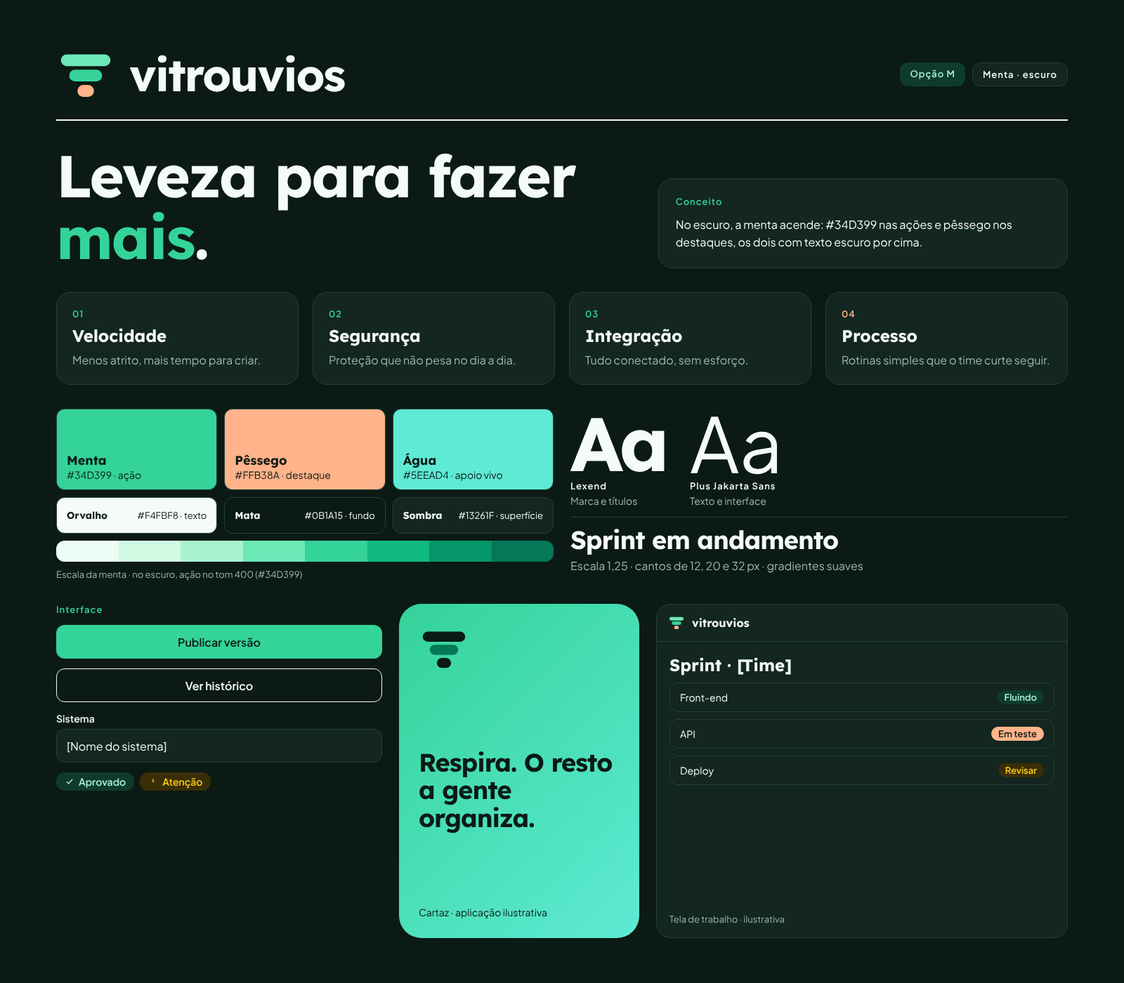 Opção Menta, versão escura