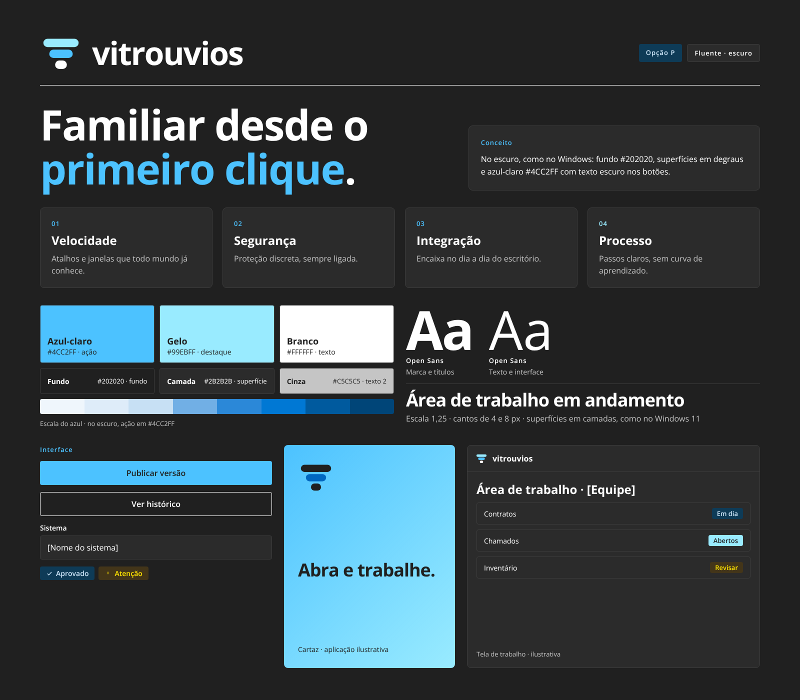 Opção Fluente, versão escura