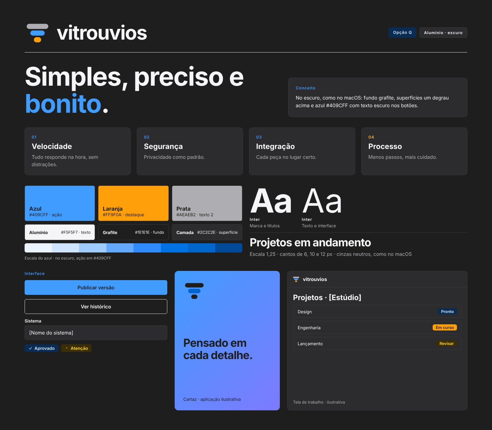 Opção Alumínio, versão escura